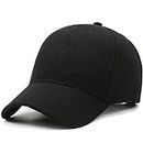 Folmywy Black Baseball Cap Men Women Adjustable Plain Cotton Casual One Size Curved Brim Dome Sports Golf Hat Breathable Fishing Hunting Outdoor