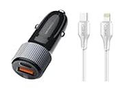 INICIO 36W USB-C PD QC3.0 Car Charger + Type C to iPhone Cable 1m Power Delivery Fast Charging Car Kit for iPhone 14 13 12 Pro Max Mini 11 XS Max X XR 8 Plus 8 SE iPad 9 etc