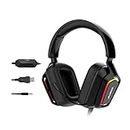 LOOM TREE LED Colorful Over Ear Gaming Headset Headphones with Mic Black 3.5mm Laptop & Desktop Accessories | Headsets