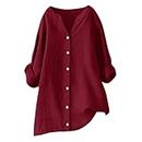 Best Cyber of Monday Deals Womens Plus Size Button Down Shirt Linen Collared Shirt Long Sleeve Cotton Button Front Shirt Work Oversized Blouse Tops
