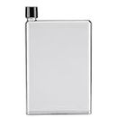 Flat Slim Water Bottle 750ml A5 Transparent Square Storage Bottle Portable Stylish Reusable Leak Proof Kettle, Travel Outdoor Sports Camping School Gym Supplies(White)
