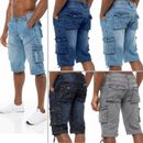 Kruze Mens Cargo Shorts Combat Denim Jean Shorts Summer Knee Length Half Pants