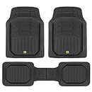 Caterpillar CAT CAMT-9013 (3-Piece) Deep Dish Rubber Truck Floor Mats, Trim to Fit for Car Truck SUV & Van, All Weather Total Protection Durable Liners Heavy Duty Odorless, 01-Black (CAMT-9013-BK)