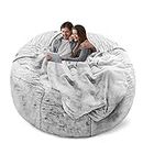 YudouTech Bean Bag Chair Cover(Cover Only,No Filler),Big Round Soft Fluffy PV Velvet Washable Bean Bag Lazy Sofa Bed Cover for Adults,Living Room Bedroom Furniture Outside Cover,150cm Snow Grey.