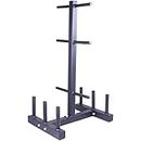 Kobo Imported Weight Plate Tree Rack with 6 Barbell Holders - Holds Up to 350 kg of Weight Plates – Workout & Lifting Equipment for Professional & Home Gym Use, Black, (RK-4)