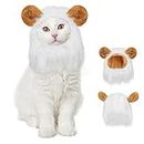 IKIATY Cat Halloween Costumes - Lion Mane Wigs for Cat Costumes, Adjustable Comfortable Funny Pet Kitten Cats Dress Up Clothing Accessories for Halloween Christmas Festival Party, White