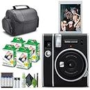 Fujifilm Instax Mini 40 Instant Camera Black Bundle with Fuji Instax Mini Film 80 Sheets + 4 Rechargeable Batteries and More Perfect Camera for Wedding, Kids, Birthday Or Any Occasion