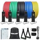 WIKDAY Exercise Resistance Bands with Handles for Working Out, 150/200/250/300 Lbs Workout Bands Set with Door Anchor for Physical Therapy, Yoga, Pilates
