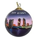 Art Studio Company Hand Painted Glass Christmas Ornament - San Diego California Skyline Night