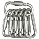 Outmate Premium Aluminum D-Ring Locking Carabiners (Pack of 6) - Lightweight & Durable for Hiking, Camping, Keychains, Dog Leashes & More - NOT for Climbing