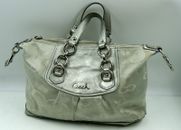 Coach Ashley Women's Handbag Gray Signature Metallic Silver Satchel Shoulder Bag