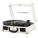 Victrola Vintage 3-Speed Bluetooth Suitcase Turntable with Speakers, White