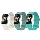 Chofit Waterproof Bands intended for Fitbit Charge 5 intended for Women Men,Breathable Sport Band Replacement Wristbands intended for Charge 5 Small and Large (Two Green&Khaki, Small)