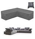 UCARE Patio Rattan Corner Sofa Furniture Cover Waterproof 420D Fabric L Shaped Garden Furniture Sectional Couch Protector with Handle Grey (L Shaped 200(Left) x270(Right) x82cm/78x106x32in)