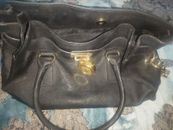 MK Michael Kors Satchel Black Saffiano Leather bag Tote Lock 33 X 21 X 17 cm 