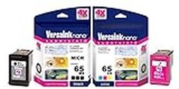 VersaInk-nano HP 65 MS MICR Black Ink Cartridge for Check Printing & VersaInk-Nano 65 CS Tri-Color Ink Cartridge Pack, Cyan, Yellow, Magenta, Black