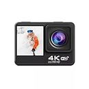 AUSHA® 4K 60fps Dual Touch Screen Sports Camera Waterproof Underwater Camera with Anti-Shake Stabilization,20MP, 4X Digital Zoom, Support WiFi and 2.4G Remote Control for Outdoor Sports,Travel,Diving