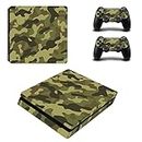 TCOS TECH PS4 Slim Skin Protective Wrap Cover Vinyl Sticker Decals for Playstation 4 Slim Version Console and Dual Shock 4 Sticker Skins PS4 Slim Skin Console and Controller (Green Camouflage)