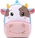 HappyChild Cute Kids School Bag Plush Animal Cartoon Travel Bag for Baby Girl And Boy 1-5 Years (COW 2.O)