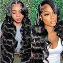 MGANEL Women Long Wigs Body Wave Hair Wig for Black Women, Lace Front Wigs Hair Pre Plucked Density Lace Frontal Wigs Hair For Black Women Brazilian Wig (28in)