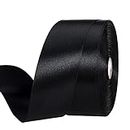 YASEO 1 1/2 Inch Black Solid Satin Ribbon, 50 Yards Craft Fabric Ribbon for Gift Wrapping Floral Bouquets Wedding Party Decoration