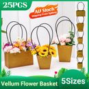25X Kraft Paper Bag Flowers Waterproof Bouquet Basket Gift Box With Handle