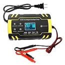 [Upgraded] 12V/24V Automatic Smart Battery Charger | Pulse Repair Charger with LCD Display | Intelligent Mode Overvoltage Protection Temperature Monitoring for Car, Truck, Motorcycle, Boat, SUV, ATV