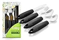 Celley Adaptive Utensils for Elderly, Arthritis, Parkinsons and Handicapped, Non-Weighted, 4 Pcs Set