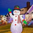 FARONZE Christmas Inflatable Snowman Lighted Indoor & Outdoor Christmas Decoration with Built in Fan and Anchor Ropes 8 Feet Tall (Snowman)
