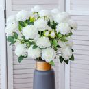 3 Heads Rose European Silk Artificial Peony Flower For Home Wedding Wall Dec.YH