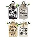 decalmile 4 pieces Kitchen Wooden Hanging Signs Rustic Wood Bar sign Farmhouse Style Wall Art for Kitchen Home Art Decor