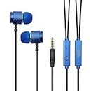 Headphones 3.5 mm Cool Metallic Stereo with Micro Blue