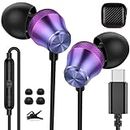 USB C Headphones,USB-C Earbuds with Microphone Android Type C Wired Earphones, Noise Cancelling Earpieces for iPhone 15 Pro Max Plus iPad Pro Samsung Galaxy S24+ S23 Ultra S21 FE S22 Pixel 8 Pro 7 6a