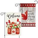 Louise Maelys 2 pcs Canada Day Garden Flags 12 x 18 Inch Double Sided Vertical Burlap Banners, Happy Canada Day 1st July Decorations Maple Leaf Patriotic Flower Vase Home Outdoor Yard Porch Farmhouse Outside Decor (Only Flag)