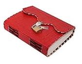 Indian Leather Arts Handicrafts Leather Diary Journal Notepad Writing Book With Lock & Key Handmade Papers Designed For Home & Office (Red) [Office Product]