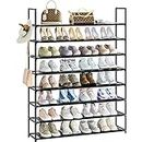 OYREL 8 Tier Shoe Organizer, 33.3in Wide x 11.2in Deep x 55.7in Tall, Black Metal and Plastic Shoe Rack, Holds up to 32-40 Pairs of Shoes