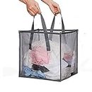 Pop Up Laundry Baskets - Mesh Collapsible Laundry Hampers Storage with Handle - Foldable for Washing Storage, Great for The Kids Room, College Dorm, Travel Organizer (Grey)