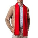 Mens Business Casual Warp Cashmere Scarves Classic Long Winter Scarves - Red