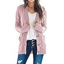 Black of Friday Sales Today Clearance Prime Women's Cardigan Chunky Open Front Button Sweaters with Pockets Loose Slouchy Oversized Fall Outerwear Coat Oversized Hooded Knitted Cardigan Pink M