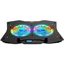 Live Tech Air RGB Cooling Pad Full Bright RGB LED Lights Laptop Cooling Pad 2 Big Fans for 15-17.3 Inch Ergonomics Stand Multiple Angel Gaming Pad(Air)