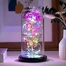Galaxy Rose, Mom LED Lights Everlasting Crystal, Beauty and Beast Rose, Rose in Glass Dome Galaxy Rose Flower, Anniversary Valentine
