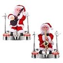 POPETPOP 2Pcs Electric Santa Claus Playing Guitar Saxophone Singing Dancing Santa Doll Figurine Plush Music Toy Table Ornament for Xmas