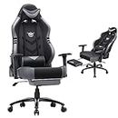 Big and Tall Gaming Chair with Footrest 350lbs-Racing Computer Gamer Chair, Ergonomic High Back PC Office Chair with Wide Seat, 3D Armrest for Adult-Black/Grey
