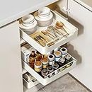 QUSEHA Pull Out Cabinet Organizer Fixed with Adhesive Nano Film, Heavy Duty Slide Out Pantry Shelves, Sliding Drawer Pantry Shelf for Kitchen, Living Room, Home,12.2" W x16.9 D x 2.75" H