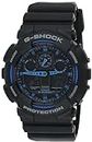 Casio Resin G-Shock Analog-Digital Blue Dial Men Watch-Ga-100-1A2Dr (G271), Black Band