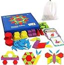 EACHHAHA Puzzle en Bois-Tangram-Jouets Montessori-Jouets éducatifs classiques-155 Formes géométriques et 24 Cartes de Conception pour Enfants adaptées aux Enfants de 3 4 5 6 7 Ans