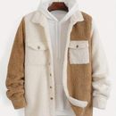 Fashionable Men's Contrast Color Reversible Fleece Double Patch Pocket Casual Jacket, Suitable For Autumn And Winter