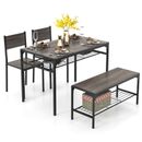 4-Piece Dining Set Dining Table w/ 2 Chairs and Bench for 4 Kitchen Dining Room