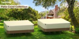 Cubierta cuadrada impermeable para muebles de patio 420D para mesa y sillas de exterior #4
