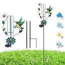 Rain Gauge Outdoor, Rain Gauges with Solar Lights, 7" Large Clear Numbers and Adjustable Height Rain Measuring Tool for Garden, Lawn, Patio, and Farm Use, Rain Measure Gauge for Yard with Stake